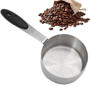 Premium Stainless Steel Measuring Cup with Black Handle